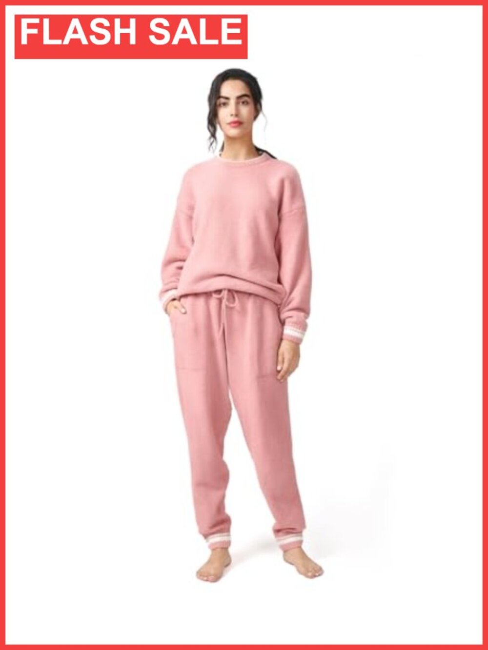 Fleece Pajama Set Womens Warm Fuzzy 2 Piece Long Sleeve Pj Lounge